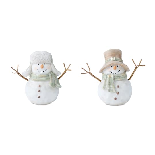 Melrose 5.75" Glittered Snowman Figurines Set